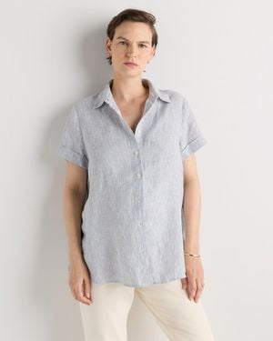 Quince 100% European Linen Maternity Camp Shirt - Gray