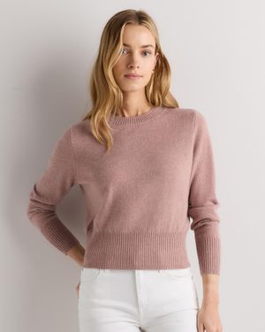 Quince Mongolian Cashmere Shrunken Crewneck Sweater - Brown