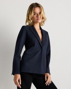 Quince Ultra-Stretch Ponte Single-Breasted Blazer, Rayon - Blue