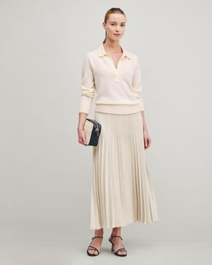 Quince Pleated Matte Midi Skirt, 100% Polyester - Natural