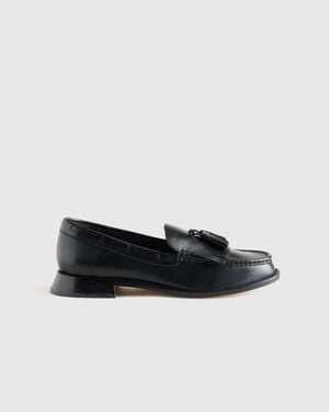Quince Italian Leather Tassel Loafer - Black
