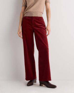 Quince Organic Stretch Corduroy Wide Leg Pants, Organic Cotton - Red