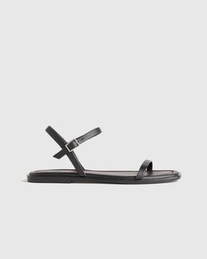 Quince Italian Leather Ankle Strap Flat Sandal - White