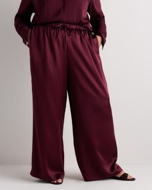 Quince Drawstring Wide Leg Pants, Silk - Red