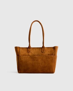 Quince Italian Suede Shopper Tote Bag - Brown