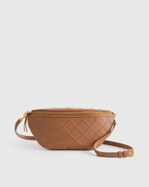 Quince Italian Leather Diamond Stitch Sling Bag - Brown
