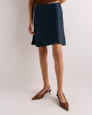Quince Mini Skirt, Mulberry Silk - Blue