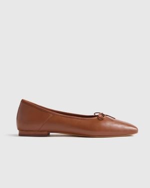 Quince Italian Leather Square Toe Ballet Flat - Brown