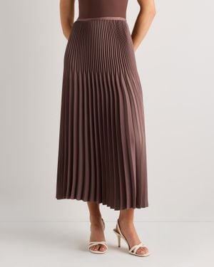 Quince Pleated Matte Midi Skirt, 100% Polyester - Brown