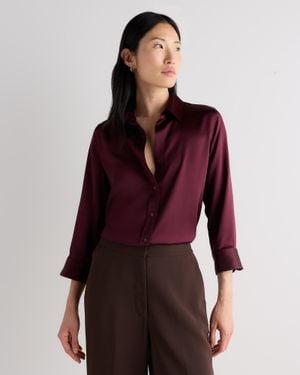 Quince Three-Quarter Sleeve Shirt, Mulberry Silk - Red