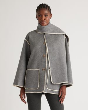 Quince Double-Faced Merino Wool Scarf Coat - Gray