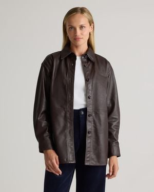 Quince Shirt Jacket, Leather - Brown
