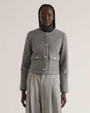 Quince 100% Merino Wool Collarless Cropped Jacket - Gray