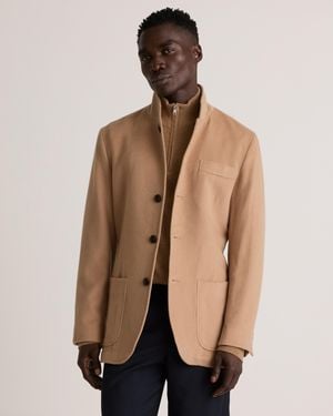 Quince 100% Mongolian Cashmere Stand Collar Blazer - Natural