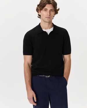 Quince 100% Mongolian Cashmere Johnny Collar Polo - Black