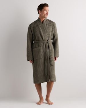Quince Organic Turkish Waffle Robe, Cotton - Green