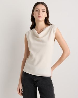 Quince Draped Matte Cowl Neck Tank Top, Recycled Polyester - Natural