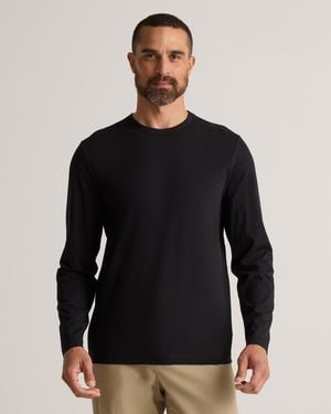 Quince 100% Pima Cotton Luxe Touch Long Sleeve Tee, Organic Cotton - Black