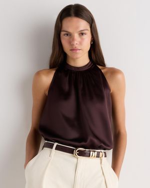 Quince Halter Top, Silk - Brown