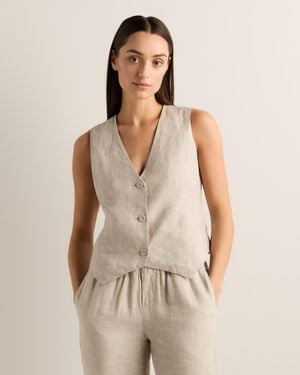 Quince 100% European Linen Vest - Natural