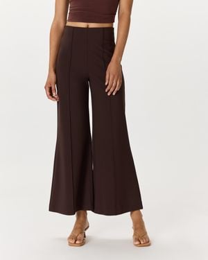 Quince Ultra-Stretch Ponte Super Wide Leg Ankle Pants, Rayon - Brown