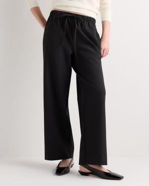 Quince Stretch Crepe Drawstring Wide Leg Pants, Polyester - Black
