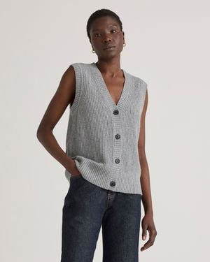Quince Mongolian Cashmere Fisherman Sweater Vest - Gray