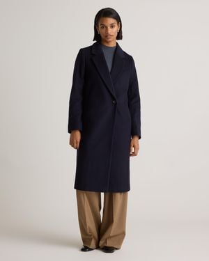 Quince Italian Wool Classic Single-Breasted Coat, Wool/Nylon - Blue