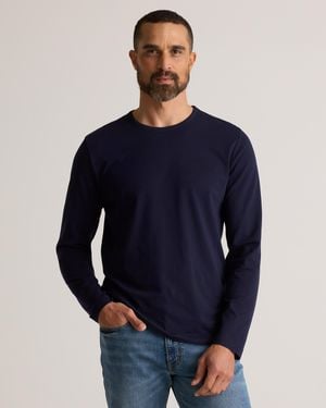 Quince 100% Pima Cotton Luxe Touch Long Sleeve Tee, Organic Cotton - Blue