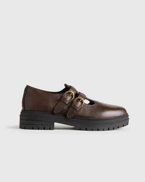 Quince Italian Leather Lug Sole Mary Jane - Brown