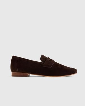 Quince Italian Suede Penny Loafer, Suede Leather - Brown
