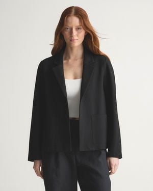 Quince Ultra-Stretch Ponte Open Blazer, Rayon - Black