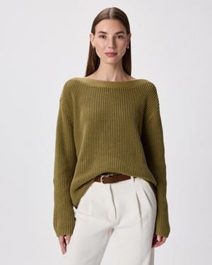 Quince Fisherman Boatneck Sweater, Organic Cotton - Green