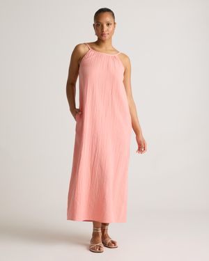 Quince Gauze Sleeveless Maxi Dress, Organic Cotton - Pink