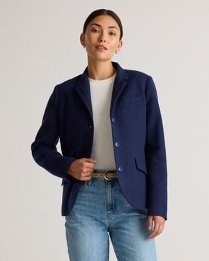 Quince Italian Wool Stand Collar Blazer - Blue