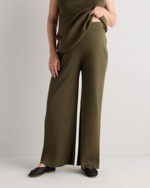 Quince Cotton Cashmere Maternity Wide Leg Pants - Green