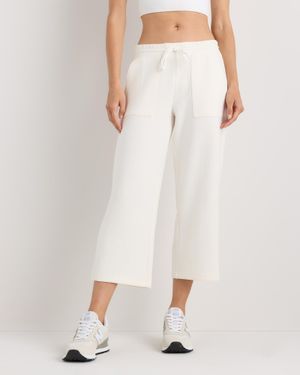 Quince Cloudcomfort High-Rise Cropped Sweatpants, Tencel - White