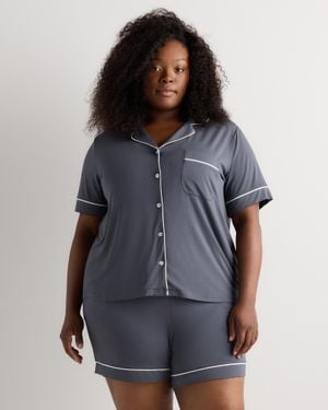 Quince Bamboo Jersey Short Sleeve Pajama Set - Blue