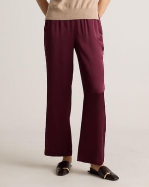 Quince Drawstring Wide Leg Pants, Silk - Red