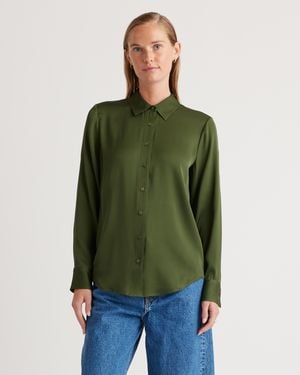 Quince Washable Stretch Silk Blouse - Green