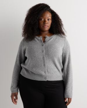 Quince Mongolian Cashmere Cropped Crew Cardigan - Gray