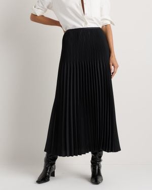 Quince Pleated Matte Midi Skirt, 100% Polyester - Black