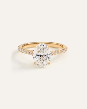 Quince Lab Grown Diamond Oval Pave Trellis Cathedral Engagement Ring 2Ct - Natural