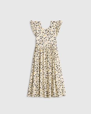Quince Bamboo Short Sleeve Flutter Twirl Dress - White
