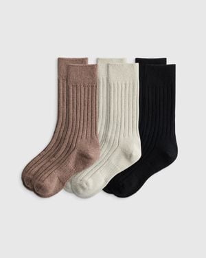 Quince Merino Cashmere Blend Ribbed Crew Sock, Merino/Cotton - Multicolor