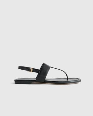 Quince Italian Leather T-Strap Sandal - Black