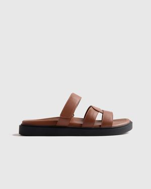 Quince Italian Leather Sport Slide Sandal - Brown