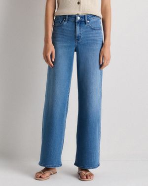 Quince Luna Stretch Wide Leg Jeans, Organic Cotton - Blue