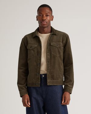 Quince Organic Stretch Corduroy Trucker Jacket, Organic Cotton - Brown