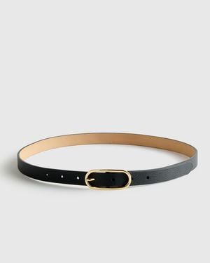 Quince Cleo European Leather Oval Skinny Belt - Black